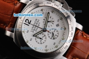 Panerai Luminor Daylight Pam 251 Chronograph Miyota Quartz Movement White Dial with Numeral Marking Bezel-Leather Strap