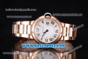 Cartier Ballon Bleu Medium Miyota OS2035 Quartz Rose Gold Case/Bracelet with White Dial and Roman Numeral Markers