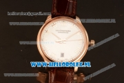 Chopard L.U.C 9015 Auto Rose Gold Case with White Dial and Brown Leather Strap - 1:1 Original (JF)