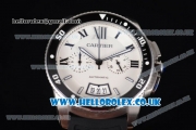 Cartier Calibre de Cartier Diver Japanese Miyota OS20 Quartz Steel Case with White Dial Roman Markers and Black Rubber Strap