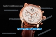 Patek Philippe Grand Complication Chrono Miyota OS20 Quartz Rose Gold Case with White Dial and Stick Markers