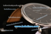 Patek Philippe Calatrava Miyota OS2035 Quartz Steel Case with Black Dial and Stick Markers