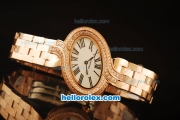 Cartier d'Art Swiss Quartz Full Rose Gold with White Dial and Diamond Bezel