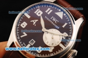 IWC Big Pilot Swiss Valjoux 7750 Automatic Movement Steel Case with Brown Dial - White Subdial and Brown Leather Strap