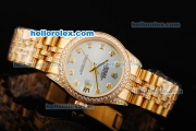 Rolex Datejust Automatic Movement Golden Case with Blue Dial and Diamond Bezel