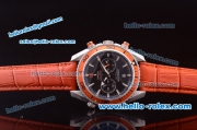 Omega Seamaster Chronograph Miyota Quartz Steel Case with Orange Bezel and Orange Strap-7750 Coating