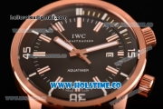 IWC Aquatimer Vintage 1967 Asia Automatic Rose Gold Case with Black Dial White Stick Markers and Black Leather Strap