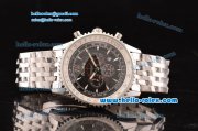 Breitling Montbrillant Swiss Valjoux 7750 Automatic Movement Full Steel with Silver Stick Markers and Black Dial Breitling Montbrillant Swiss Valjoux 7750 Automatic Movement Full Steel with Silver Stick Markers and Black Dial