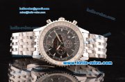 Breitling Montbrillant Swiss Valjoux 7750 Automatic Movement Full Steel with Silver Stick Markers and Black Dial