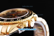 Rolex Yacht-Master II Oyster Perpetual Swiss ETA 2813 Automatic Full Gold with Black Bezel and Black Dial