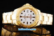 Rolex Yachtmaster Swiss ETA 2836 Automatic Movement Full Gold Case/Strap with White Dial and Black Round Hour Marker