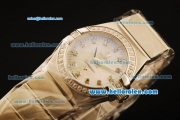 Omega Constellation Swiss Quartz Steel Case with Diamond Bezel and White MOP Dial-Diamond Markers