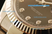 Rolex Datejust II Swiss ETA 2836 Automatic Movement Full Steel with Black Dial and Diamond Markers