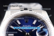 Rolex Datejust Clone Rolex 3135 Automatic Stainless Steel Case/Bracelet with Dark Blue Dial and Stick Markers (BP)