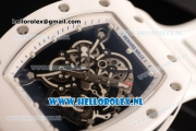 Richard Mille RM 055 9015 Auto Ceramic Case with Skeleton Dial and White Rubber Strap - 1:1 Origianl (KV)