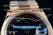 Rolex Day-Date Swiss ETA 2836 Automatic 18K Rose Gold Case with Blue Dial Diamonds Markers and 18K Rose Gold Bracelet (BP)