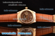 Rolex Datejust 2813 Automatic Gold Case with Brown Dial and Brown Leather Strap