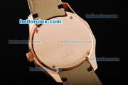 Chopard Happy Sport Swiss Quartz Movement Rose Gold Case with Diamond Bezel and White Leather Strap