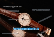 BlancPain Villeret Miyota 9015 Automatic Rose Gold Case with White Dial Roman and Brown Leather Strap (EF)