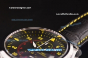 IWC Pilot's Chronograph Miyota Quartz Steel Case with Black Dial and Yellow Markers