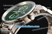 IWC Portuguese Chrono Miyota Quartz Full Steel with Green Dial and Arabic Numeral Markers