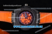 Hublot King Power Chrono Japanese Miyota OS20 Quartz PVD Case with Orange Dial and Orange Leather Strap