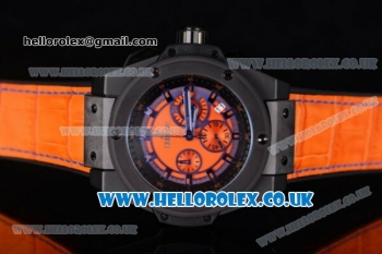 Hublot King Power Chrono Japanese Miyota OS20 Quartz PVD Case with Orange Dial and Orange Leather Strap