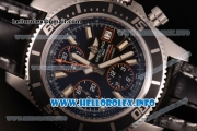 Breitling Superocean Chronograph II Chronograph Swiss Valjoux 7750 Automatic Steel Case with Black Dial Black Leather Strap and Oranger Second Hand