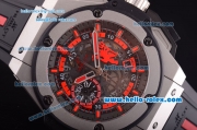 Hublot Big Bang Manchester United Swiss Valjoux 7750 Automatic Steel Case with Skeleton Dial and Black Rubber Strap-Red Markers