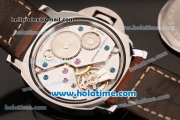 Panerai Luminor Base PAM00390 Swiss ETA 6497 Manual Winding Stainless Steel Case with Brown Leather Bracelet and Yellow Stick/Numeral Markers -1:1