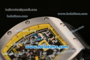 Richard Mille Felipe Massa Flyback Chrono Swiss Valjoux 7750 Automatic Steel Case with White Markers Black Rubber Bracelet and Numeral Markers