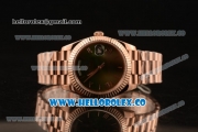 Rolex Day-Date Clone Rolex 3235 Automatic Rose Gold Case with Brown Dial Roman Numeral Markers and Rose Gold Bracelet (CF)