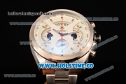 Tag Heuer Grand Carrera SLR Chrono Miyota Quartz Full Steel with White Dial and Stick Markers