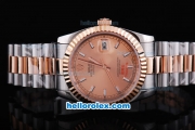 Rolex Datejust Automatic Rose Gold Bezel with Stick Marking and Rose Gold Dial