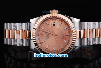 Rolex Datejust Automatic Rose Gold Bezel with Stick Marking and Rose Gold Dial