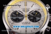 Tag Heuer Carrera Calibre 18 Chronograph Miyota Quartz Steel Case/Bracelet with Silver Dial and Stick Markers - Yellow Inner Bezel