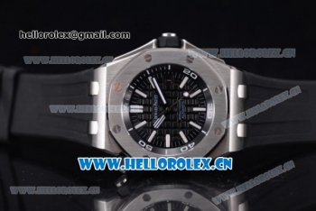 Audemars Piguet Royal Oak Offshore Diver Asia Automatic Steel Case Black Dial Black Rubber Strap and Stick Markers