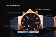 Ulysse Nardin Maxi Marine Chronograph Swiss Valjoux 7750 Automatic Rose Gold Case with Blue Dial and Blue Rubber Strap