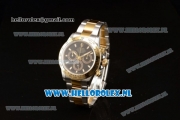 Rolex Cosmograph Daytona 4130 Automatic Yellow Gold Case with Black Dial Stick Markers and Two Tone Bracelet (BP)