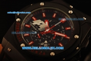 Hublot King Power F1 Chronograph Quartz PVD Case with Black Dial and Red Markers-Black Rubber Strap