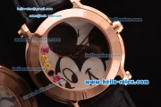 Chopard Happy Sport - Mickey Swiss Quartz Rose Gold Case with Black Leather Strap and Mickey Dial