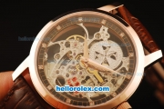 Vacheron Constantin Patrimony Skeleton Automatic Movement Rose Gold Case with Rose Gold Bezel and Brown Leather Strap