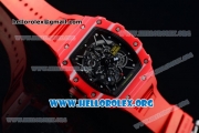 1:1 Richard Mille RM 35-02 RAFAEL NADA Japanese Miyota 9015 Automatic Red PVD Case with Skeleton Dial Red Crown/Rubber Strap