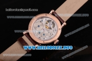 Franck Muller Color Dreams Swiss Tourbillon Manual Winding Rose Gold Case with Silver Dial Colorful Roman Numeral Markers and Diamonds Bezel (FT)