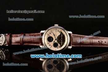 Patek Philippe Grand Complication Moonphase Asia Automatic Steel Case with Brown Leather Strap and White Dial