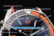 Omega Seamaster Planet Ocean 600M Clone Omega 8900 Automatic Steel Case with Black Dial and Black/Orange Rubber Strap Orange Arabic Numeral Markers (EF)