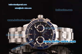 Ulysse Nardin Maxi Marine Diver Chrono Japanese Miyota OS20 Quartz Stainless Steel Case with Stainless Steel Strap and Blue Dial