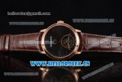 Audemars Piguet Jules Audemars Tourbillon Swiss Tourbillon Manual Winding Rose Gold Case with Black Dial Stick Markers and Brown Leather Strap (FT)