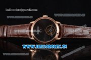 Audemars Piguet Jules Audemars Tourbillon Swiss Tourbillon Manual Winding Rose Gold Case with Black Dial Stick Markers and Brown Leather Strap (FT)