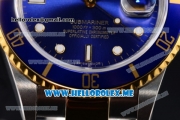 Rolex Submariner Clone Rolex 3135 Automatic Two Tone Case/Bracelet with Blue Dial and Dot Markers (BP)